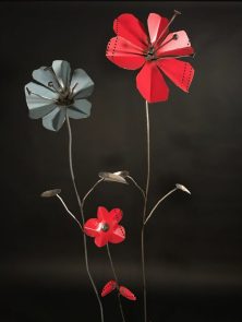 Poppies with stainless steel, 3'-6'H