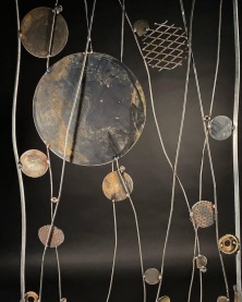 detail of Bubbles in the Seaweed, reclaimed steel and brass, hand bent, 7'Hx30"W