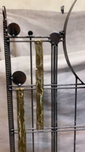 detail of Scrappy Moongate #1, reclaimed brass and steel, 7'Hx36"W