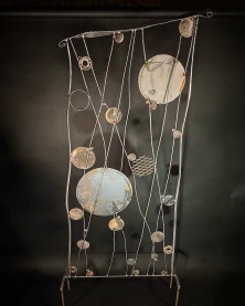 Bubbles in the Seaweed, reclaimed steel and brass, hand bent, 7'Hx30"W