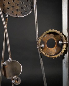 detail of Bubbles in the Seaweed, reclaimed steel and brass, hand bent, 7'Hx30"W