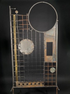 Scrappy Moongate #2, reclaimed brass and steel, 7'Hx36"W