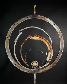 Planetary, 100% reclaimed steel and brass assemblage. Kinetic.